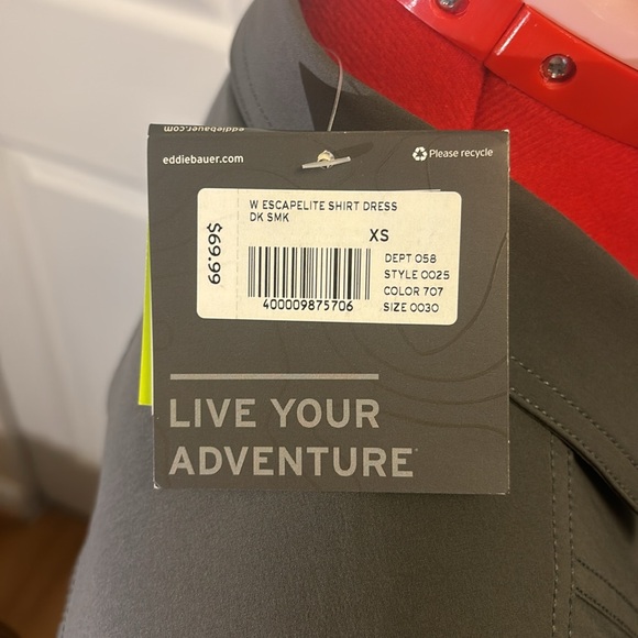 NWT Eddie Bauer Button Up Tie Belted Shirt Dress - Picture 4 of 4